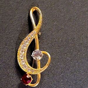 💍Vintage Goldtone Treble Cleff Pin Brooch